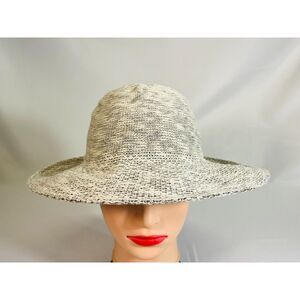 Shihreen Black White Woven Sun Hat Packable EUC Hiking Outdoors Wide Brim